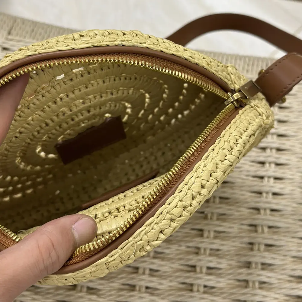 Saint Laurent YSL Women Round Bag in Raffia and Vegetable-Tanned Leather - image 10