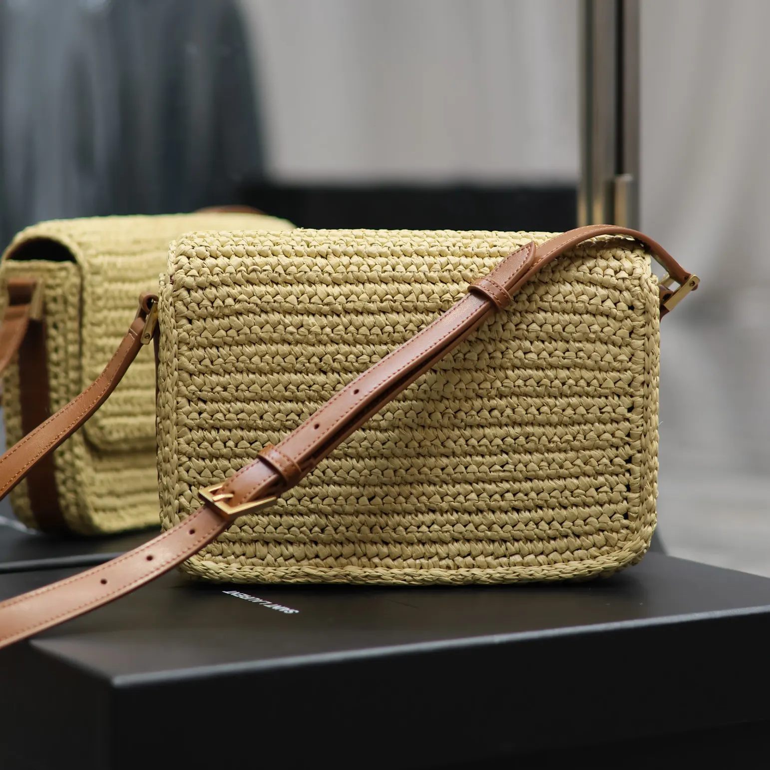 Saint Laurent YSL Women Solferino Medium in Raffia and Vegetable-tanned Leather - image 5