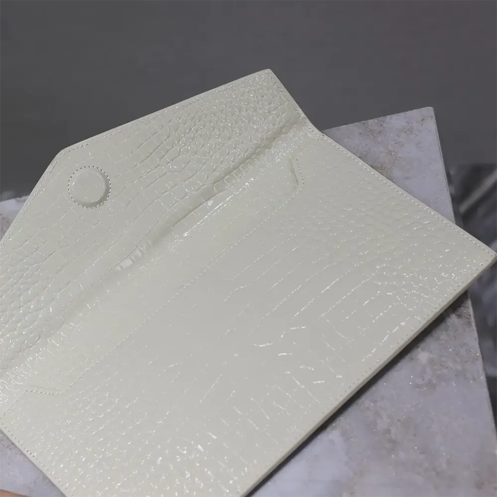 Saint Laurent YSL Women Uptown Pouch in Crocodile-embossed Shiny Leather-White - image 7