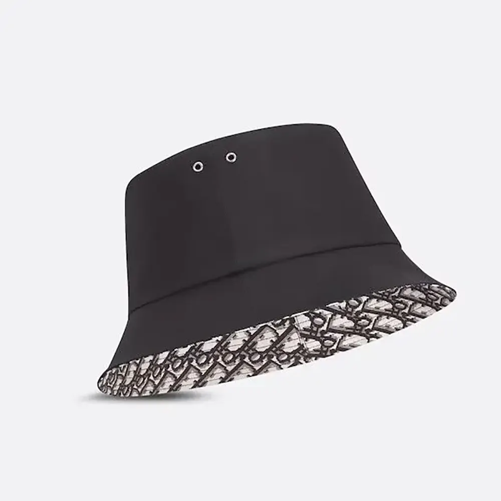 Front angle of Dior Unisex Reversible Teddy-D Small Brim Bucket Hat