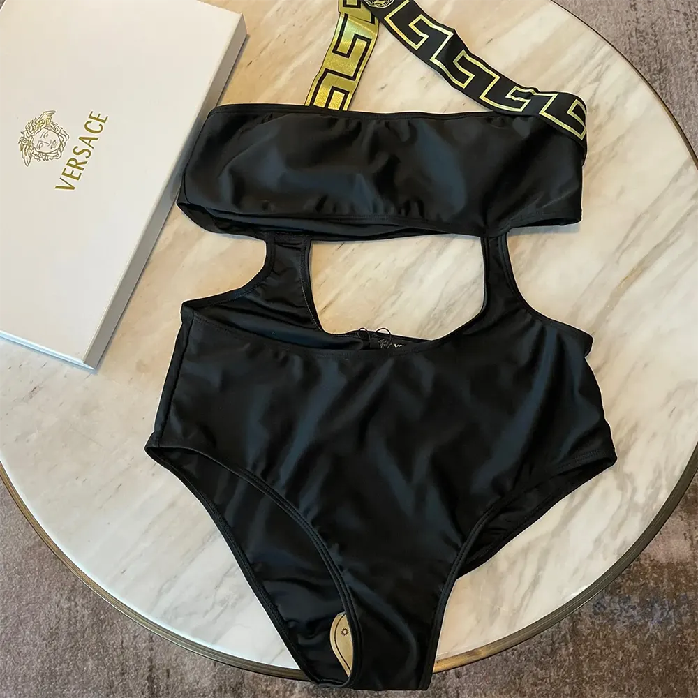 Versace Women Greca Border One Piece Swimsuit-Black - image 4