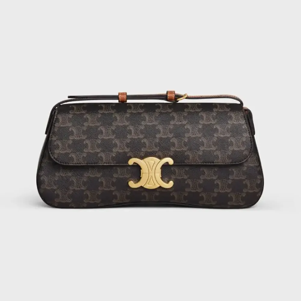 Front view of Celine Women Medium Celine Lola Bag in brown calfskin