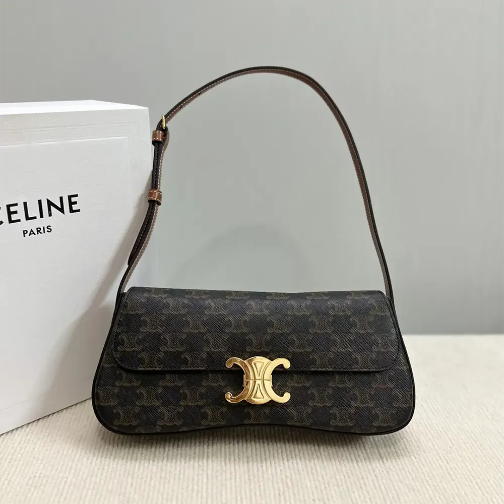 Close-up of gold-tone hardware on Medium Celine Lola Bag by Celine
