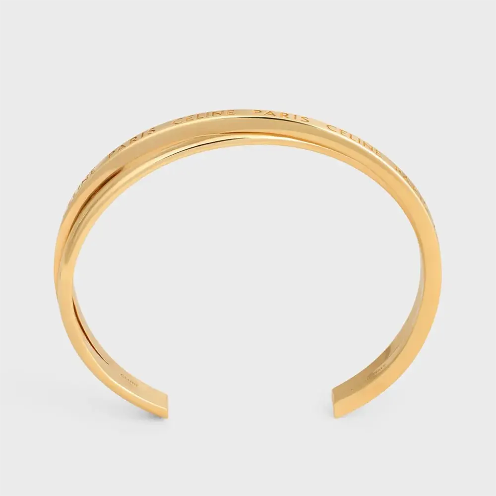 Celine Women Paris Double Thin Cuff gold finish close-up view