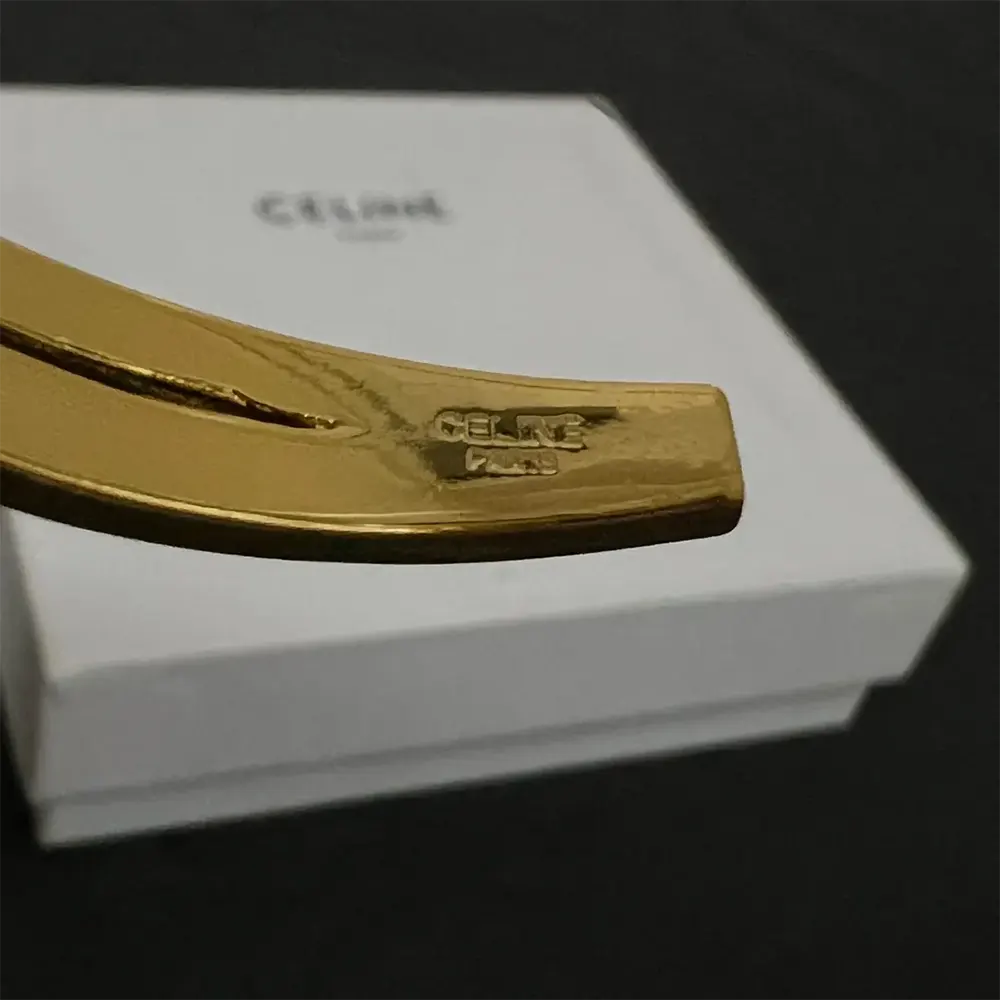 Celine Women Paris Double Thin Cuff in Brass with Gold Finish-Gold - image 6