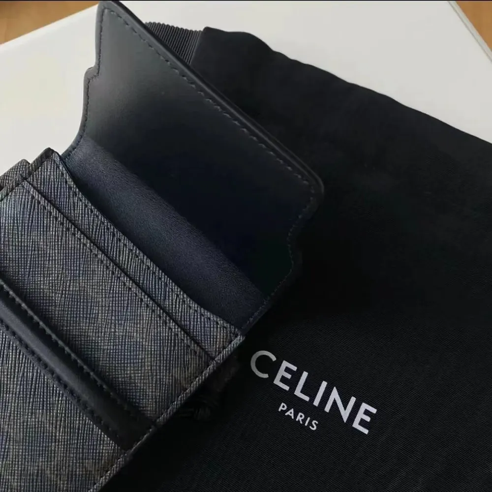 Celine Women Phone Pouch with Flap in Triomphe Canvas and Lambskin-Black - image 9