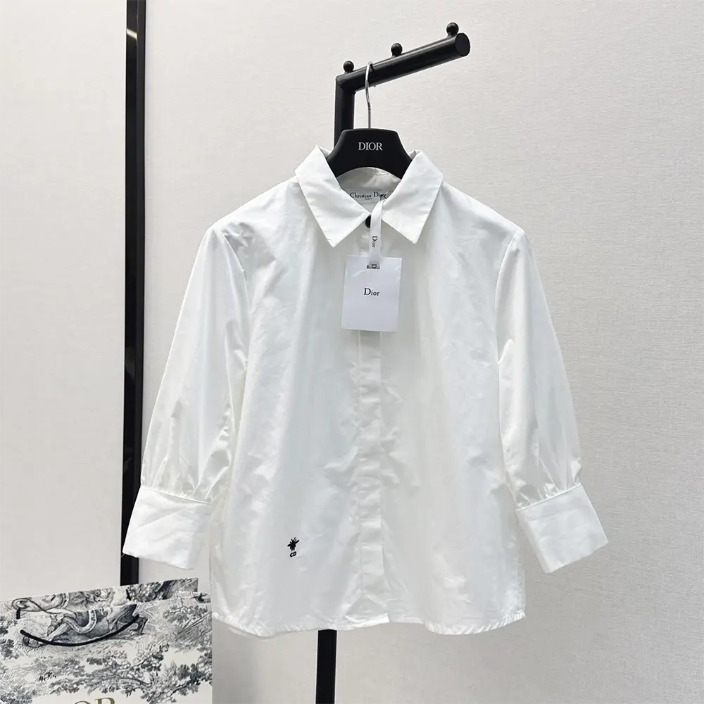 Back view showing tailored fit of Dior Women Blouse with Puff Sleeves