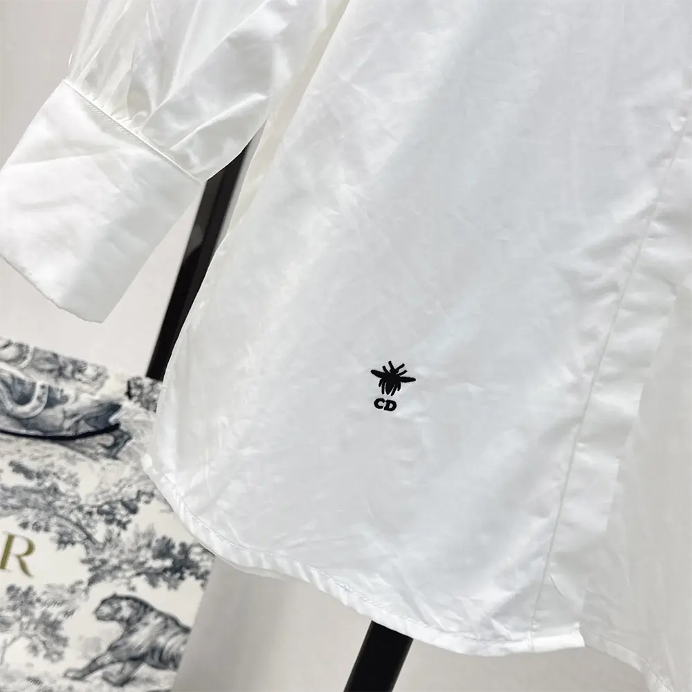 Dior Women Blouse with Puff Sleeves White Cotton Poplin 351B07A3356_X0100 - image 8