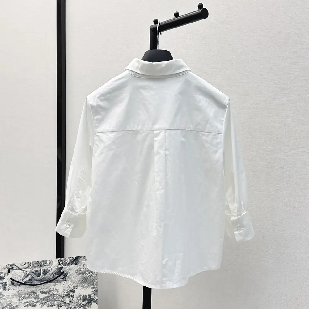 Dior Women Blouse with Puff Sleeves White Cotton Poplin 351B07A3356_X0100 - image 4