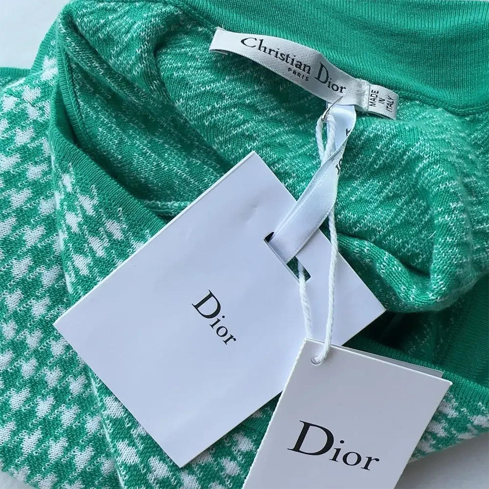 Dior Women Dioriviera Flared Miniskirt White and Aquamarina Houndstooth Technical Knit - image 10