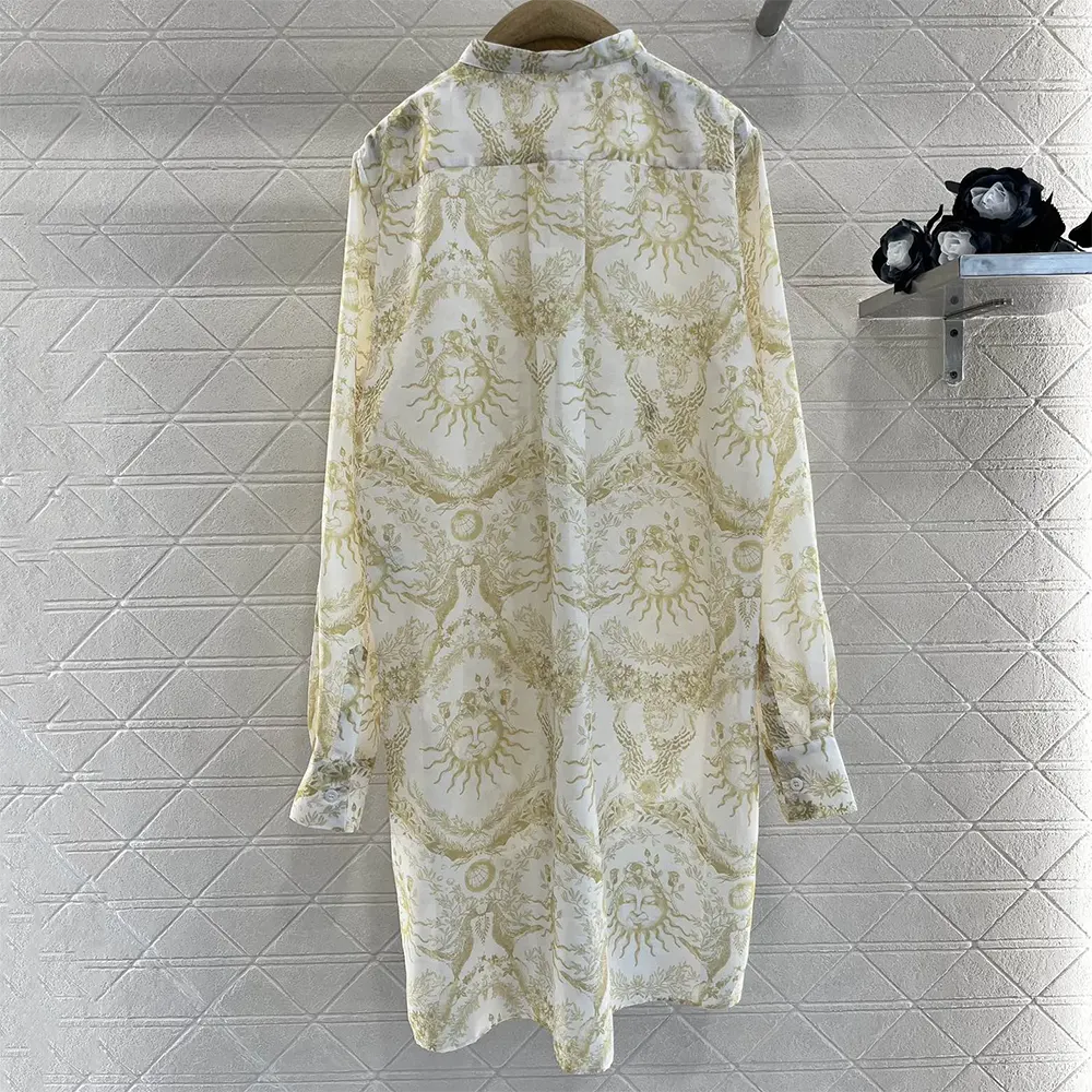 Side profile showing relaxed silhouette of Dior Women Dioriviera Long Blouse