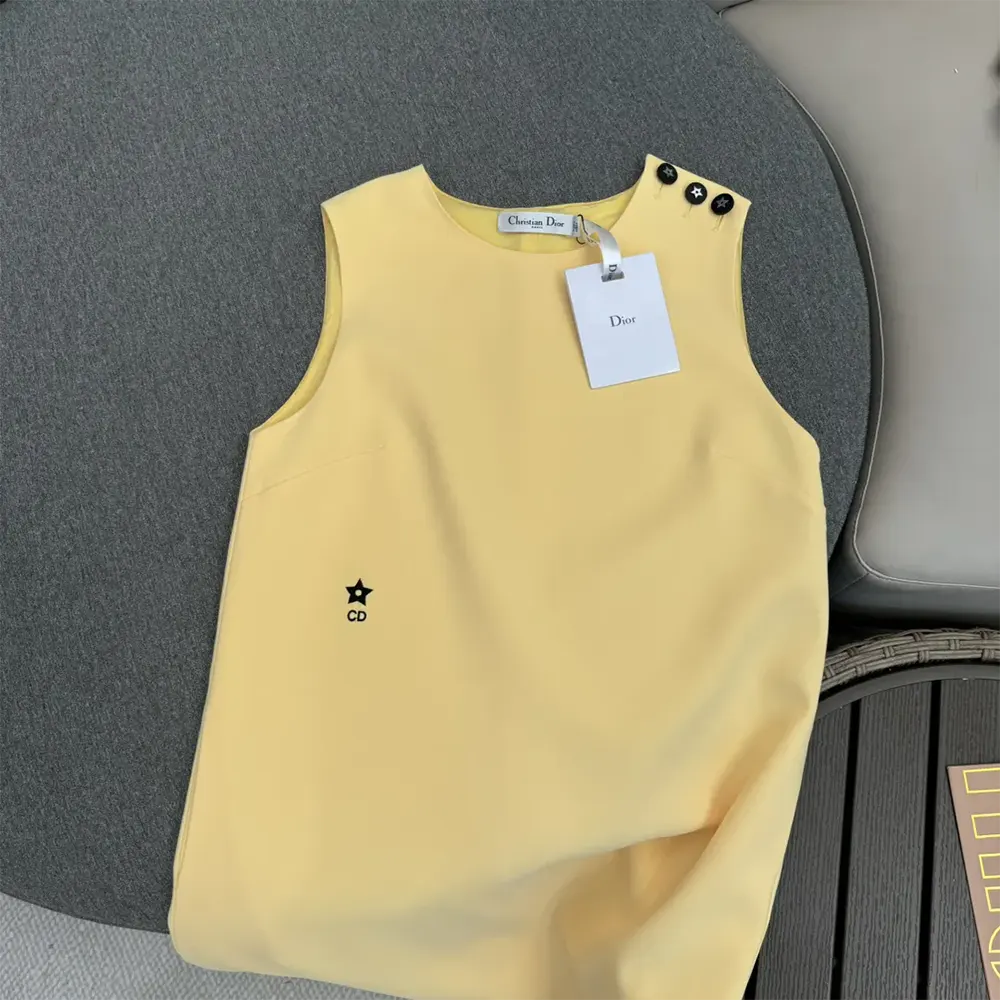 Dior Women Dioriviera Straight Dress Lemon Yellow Wool and Silk - image 5