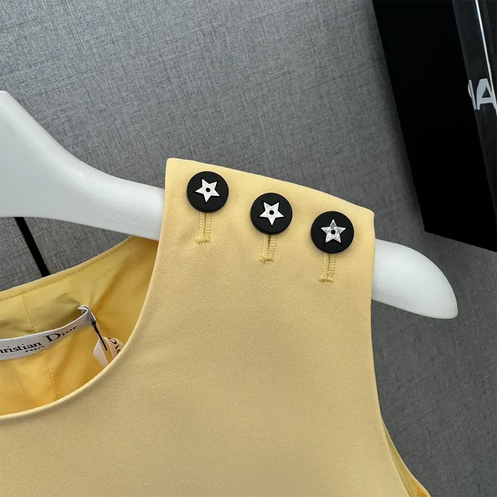 Dior Women Dioriviera Straight Dress Lemon Yellow Wool and Silk - image 9