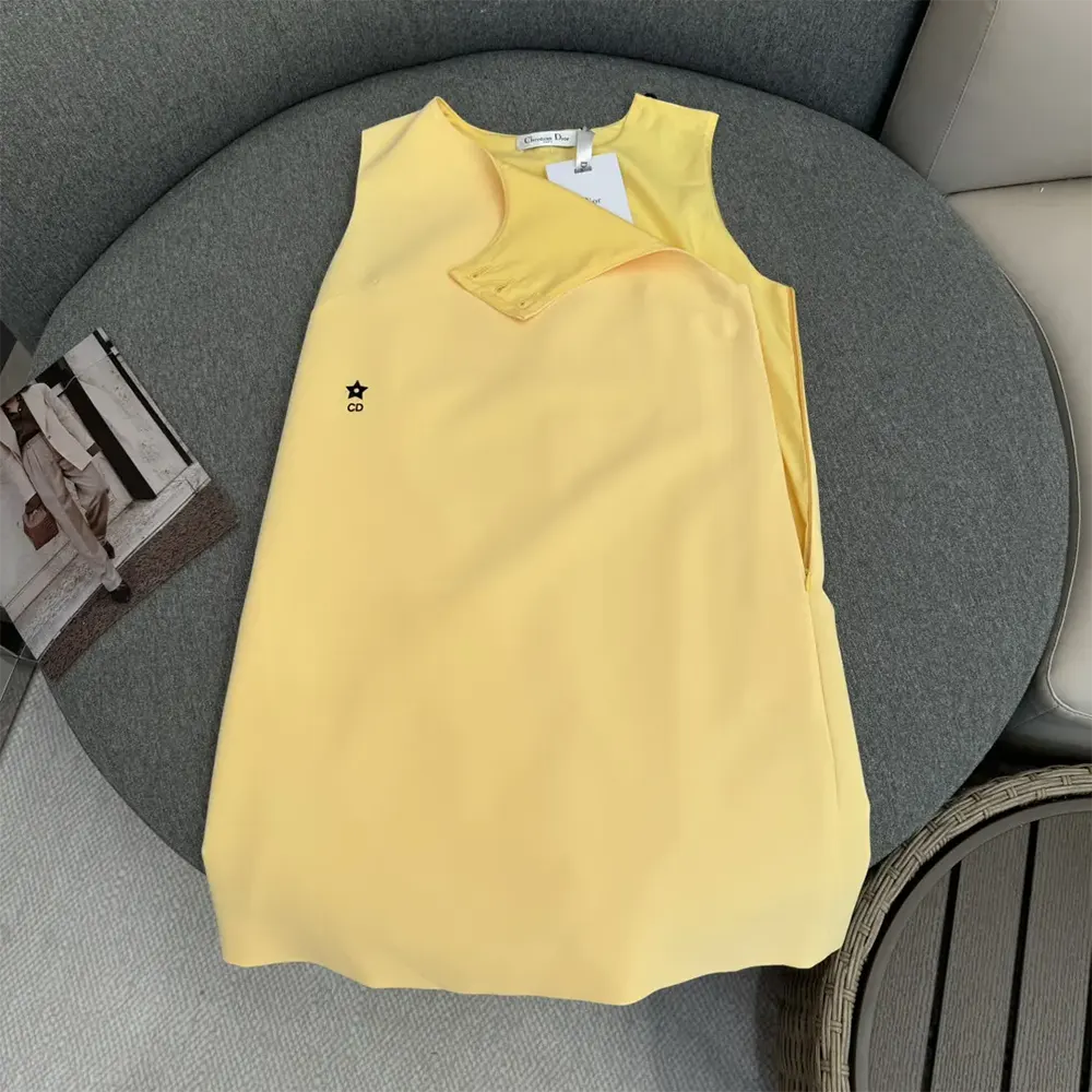 Dior Women Dioriviera Straight Dress Lemon Yellow Wool and Silk - image 4
