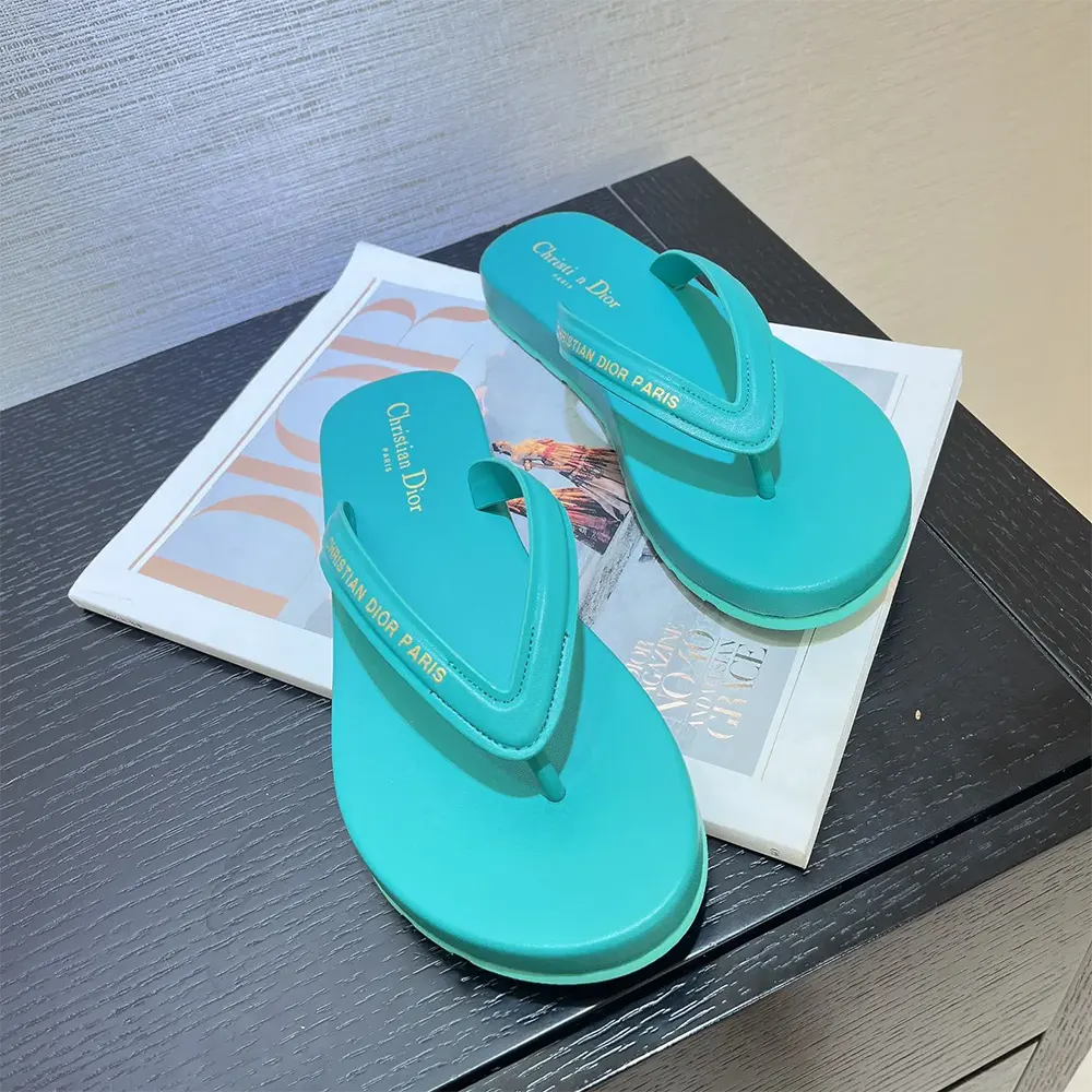 Top view of Dior Women Diorsea Thong Sandal Aquamarina showing open-toe design