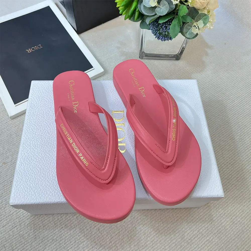 Close-up of gold-tone ‘CD’ hardware on Diorsea Thong Sandal