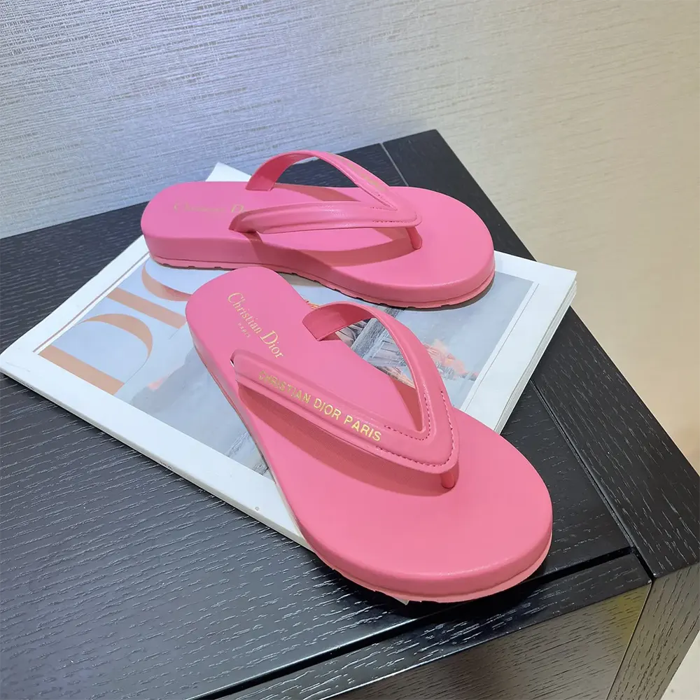 Top-down angle showing thong strap detail on Diorsea Thong Sandal Candy Pink