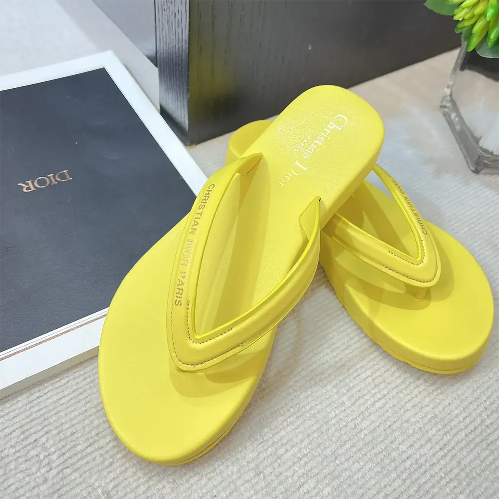 Dior Women Diorsea Thong Sandal Lemon Yellow Leather-Effect Fabric - image 5