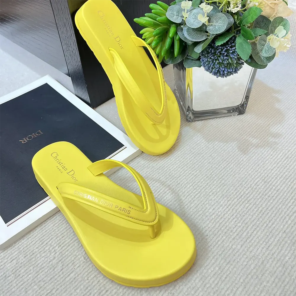 Dior Women Diorsea Thong Sandal Lemon Yellow Leather-Effect Fabric - image 6