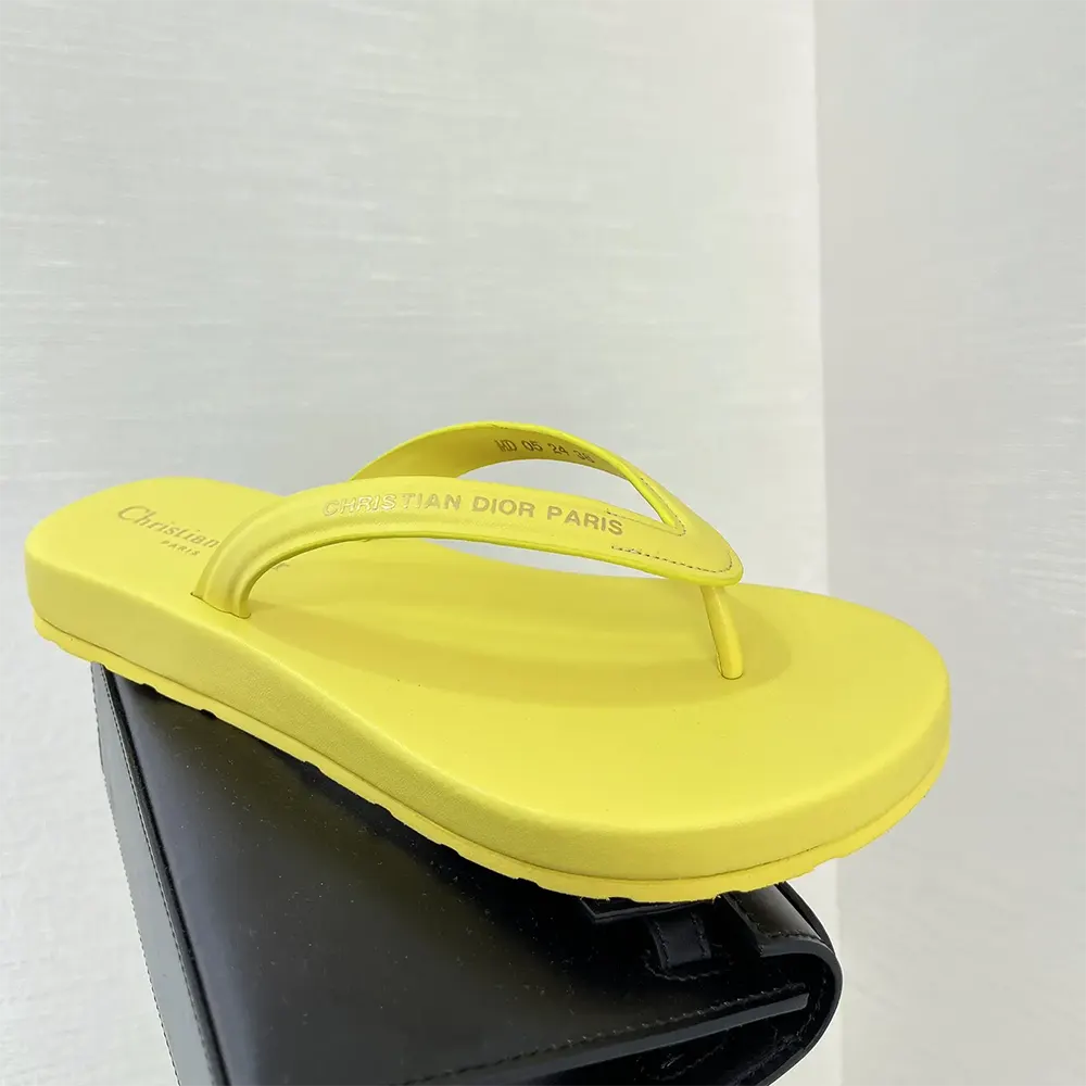 Dior Women Diorsea Thong Sandal Lemon Yellow Leather-Effect Fabric - image 7