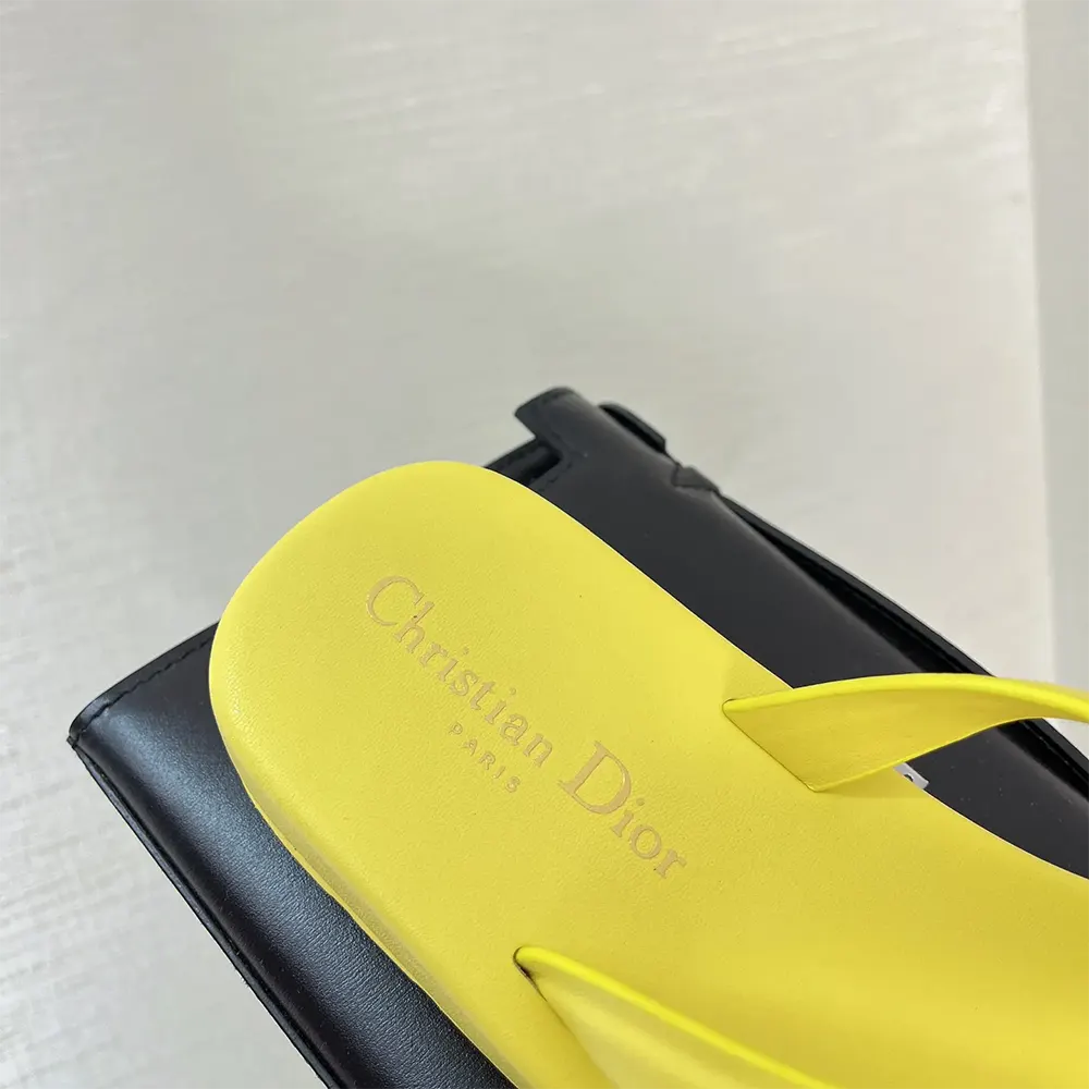 Dior Women Diorsea Thong Sandal Lemon Yellow Leather-Effect Fabric - image 9