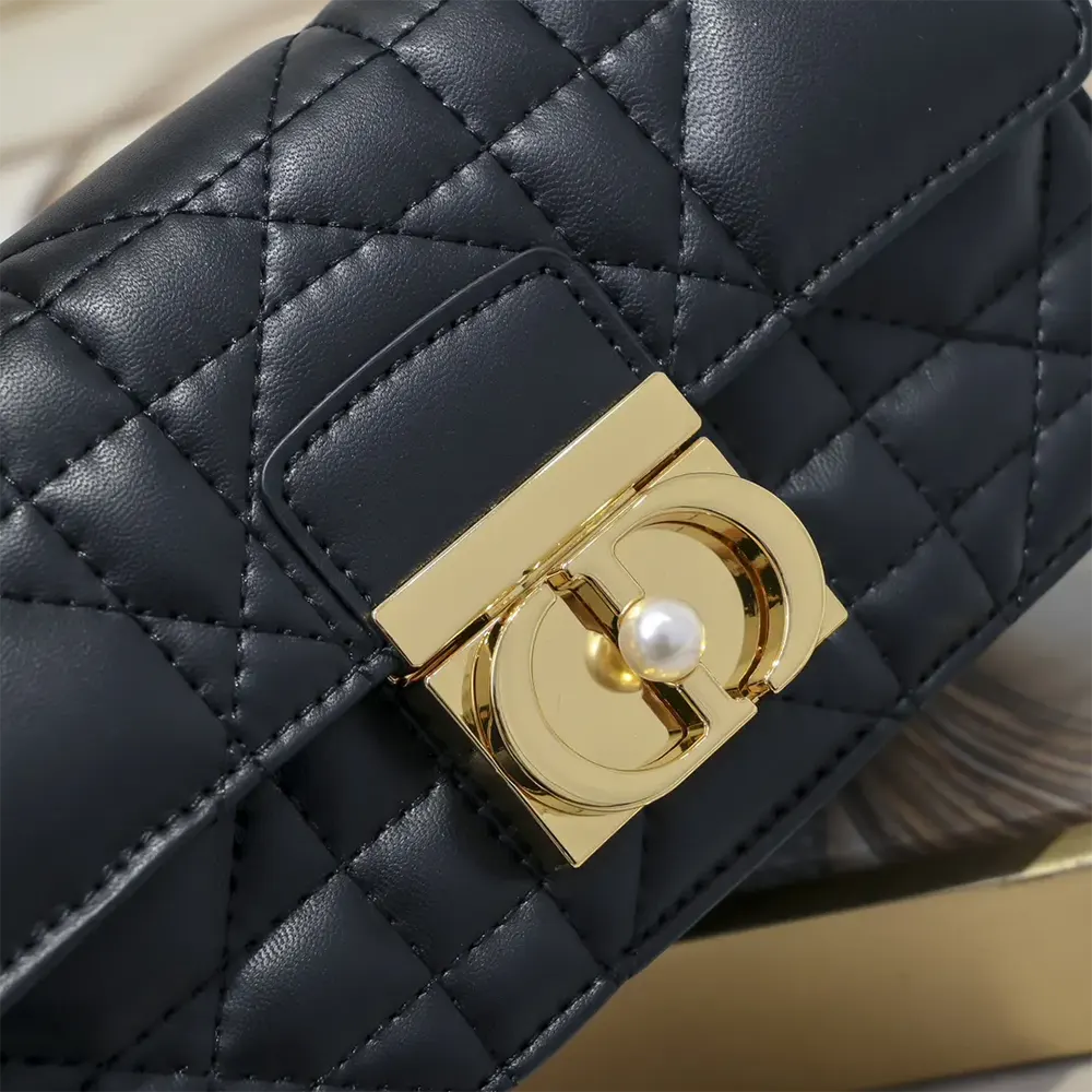 Dior Women Mini Dior Ange Bag Black Macrocannage Calfskin - image 9