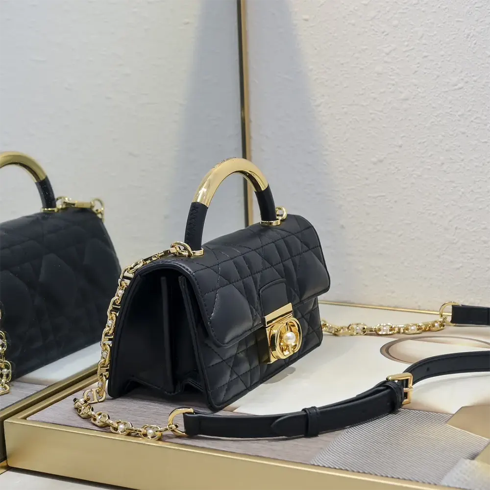 Dior Women Mini Dior Ange Bag Black Macrocannage Calfskin - image 4