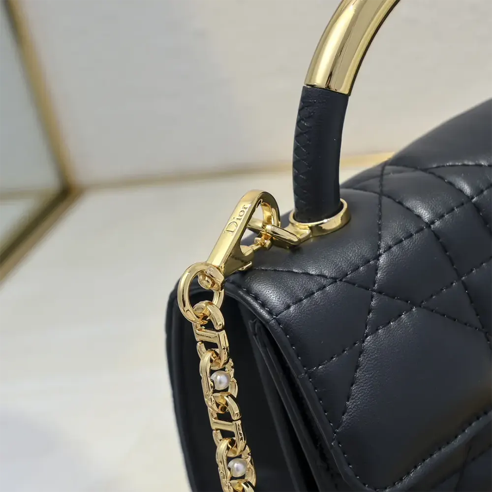 Dior Women Mini Dior Ange Bag Black Macrocannage Calfskin - image 8
