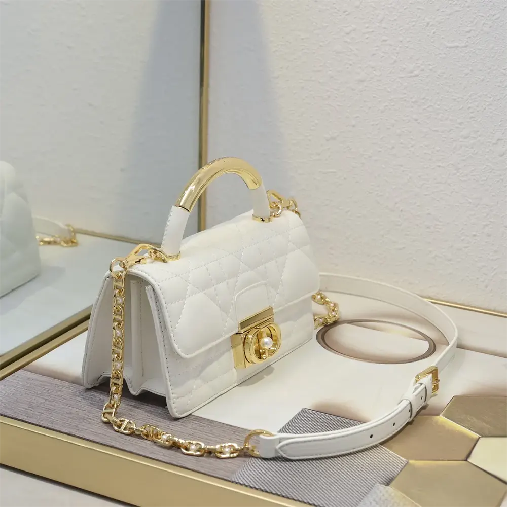 Dior Women Mini Dior Ange Bag Latte Macrocannage Calfskin - image 4