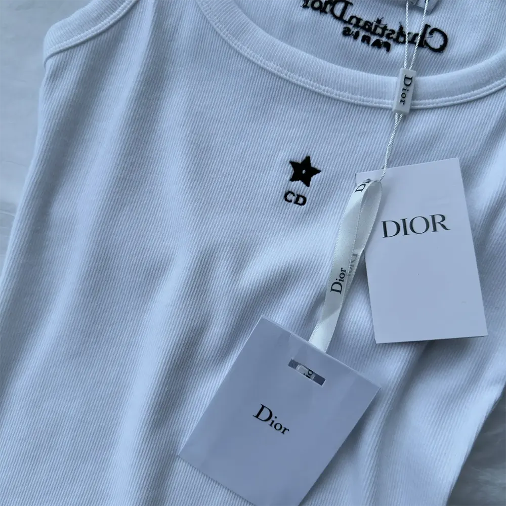 Dior Women Tank Top White Ribbed Cotton Jersey - image 8