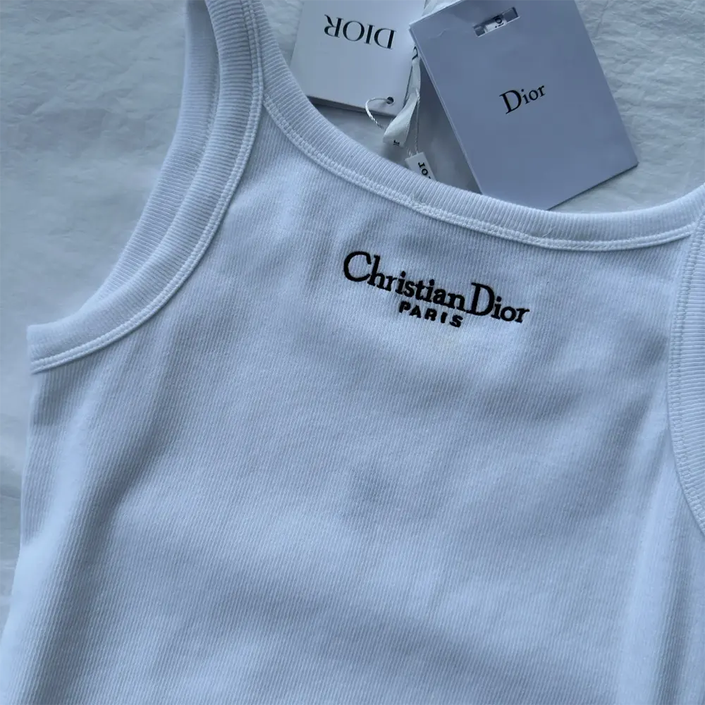 Dior Women Tank Top White Ribbed Cotton Jersey - image 6