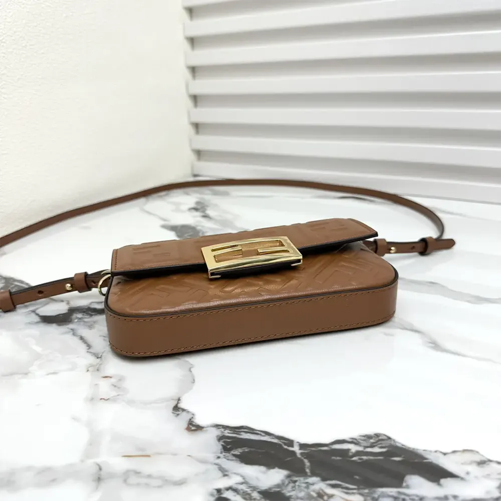 Fendi Women Baguette Phone Pouch Brown Nappa Leather Pouch - image 5