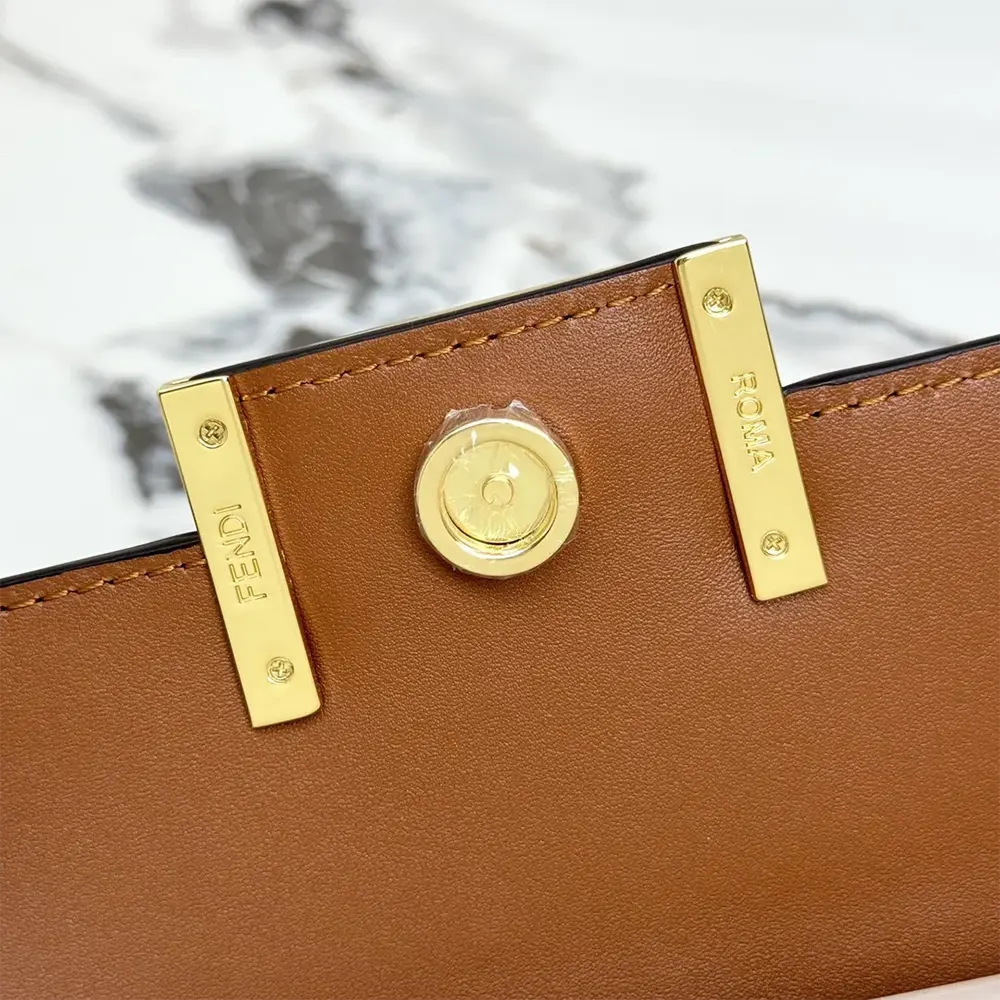 Fendi Women Baguette Phone Pouch Brown Nappa Leather Pouch - image 10