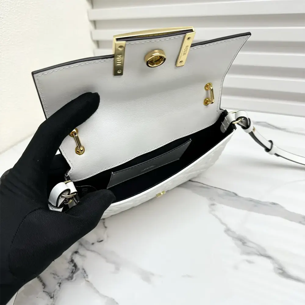 Fendi Women Baguette Phone Pouch White Nappa Leather Pouch - image 7