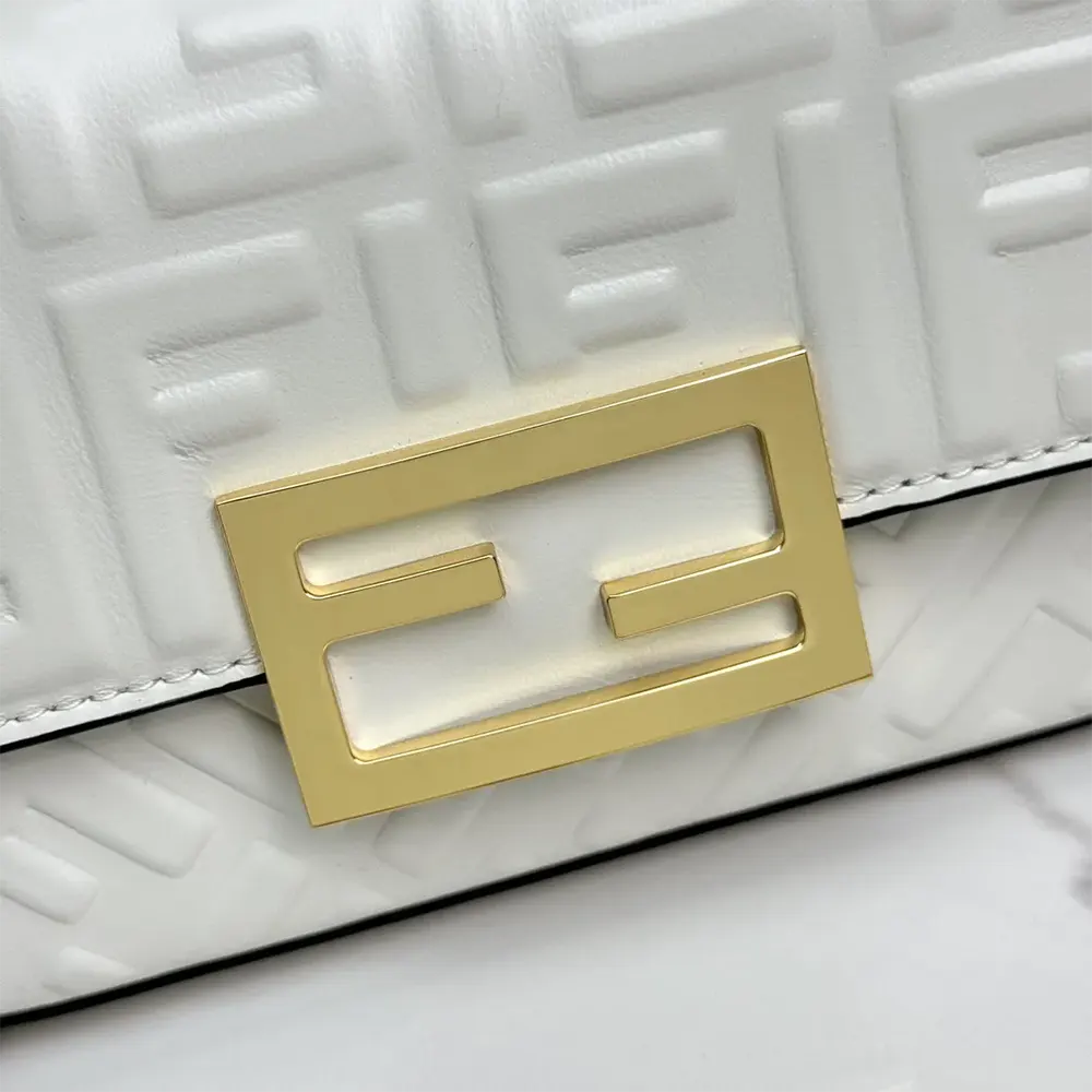 Fendi Women Baguette Phone Pouch White Nappa Leather Pouch - image 9