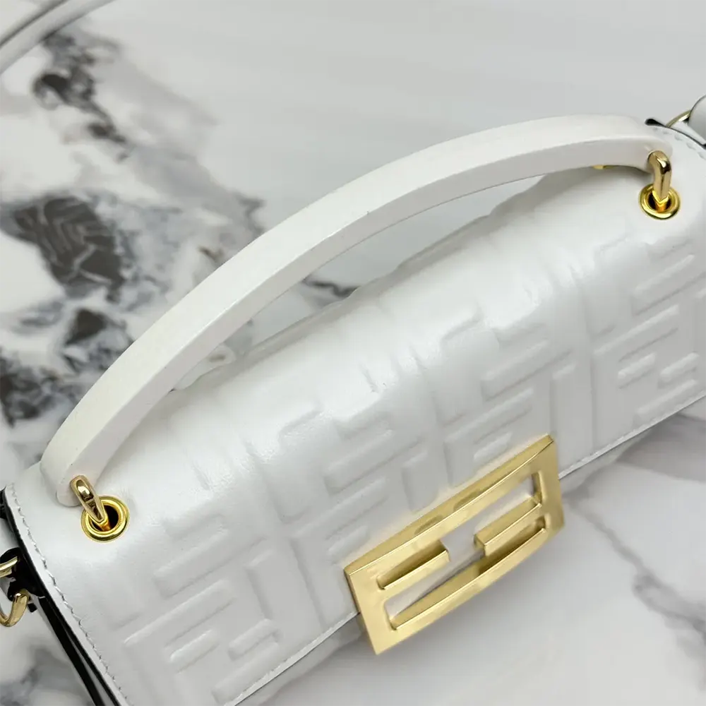 Fendi Women Baguette Phone Pouch White Nappa Leather Pouch - image 5