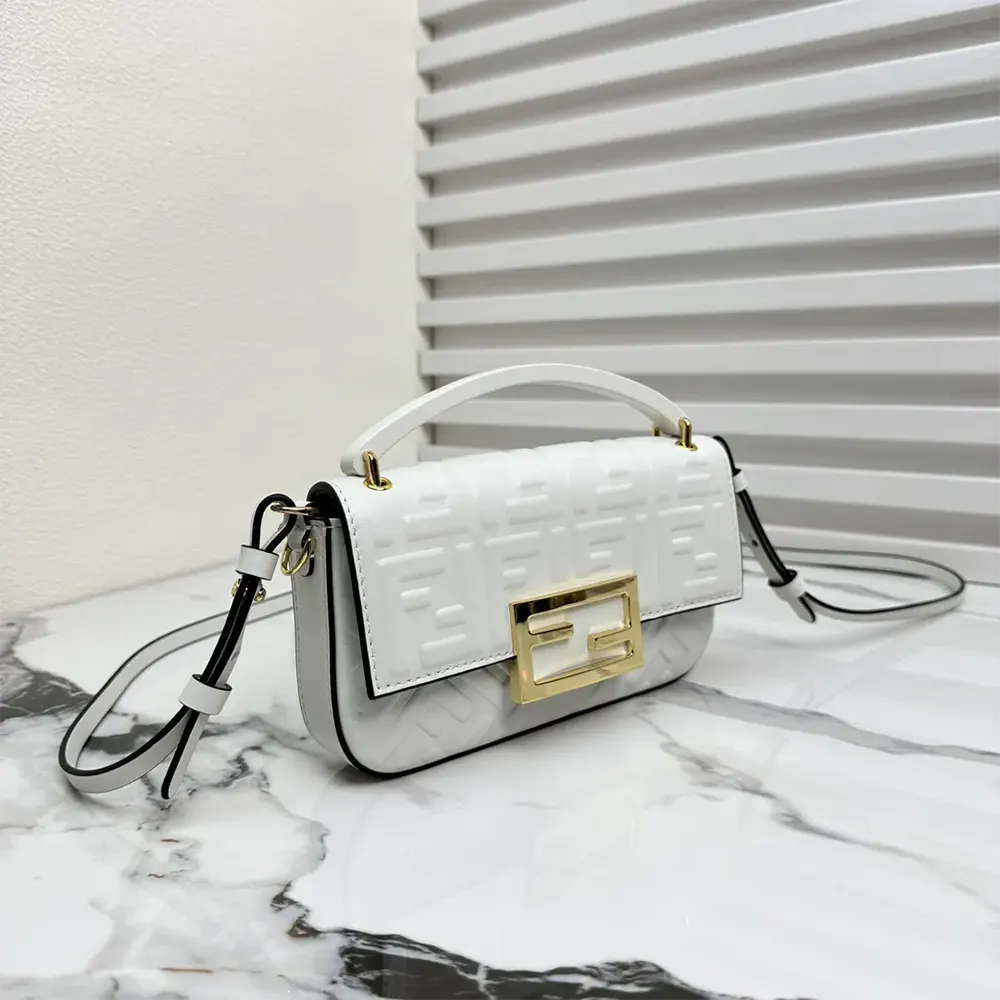 Fendi Women Baguette Phone Pouch White Nappa Leather Pouch - image 4