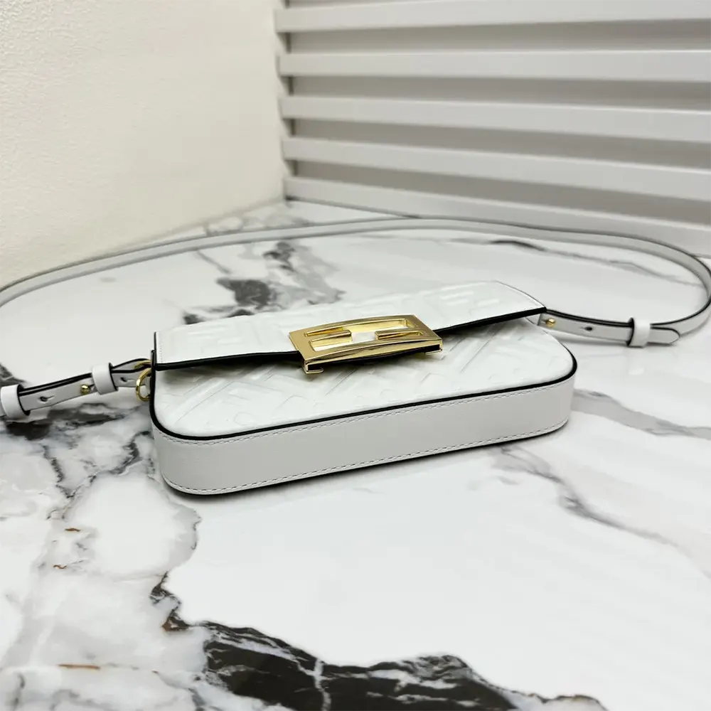 Fendi Women Baguette Phone Pouch White Nappa Leather Pouch - image 6