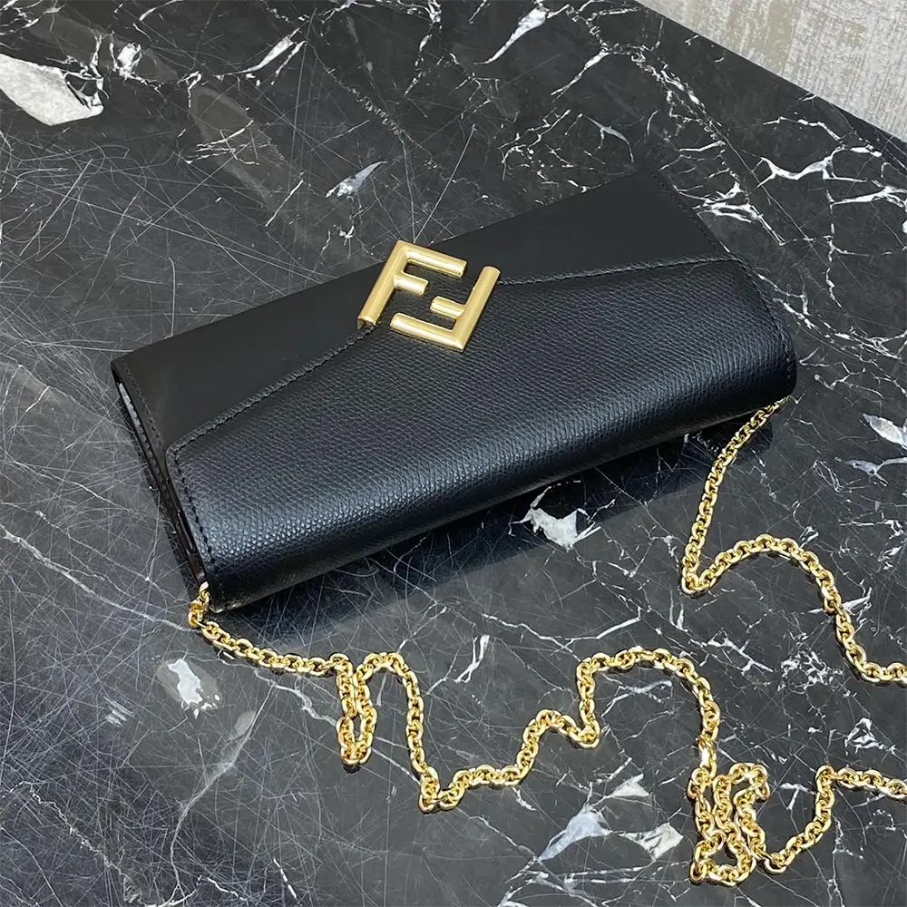 Fendi Women FF Diamonds Continental With Chain Black Leather Wallet - image 5