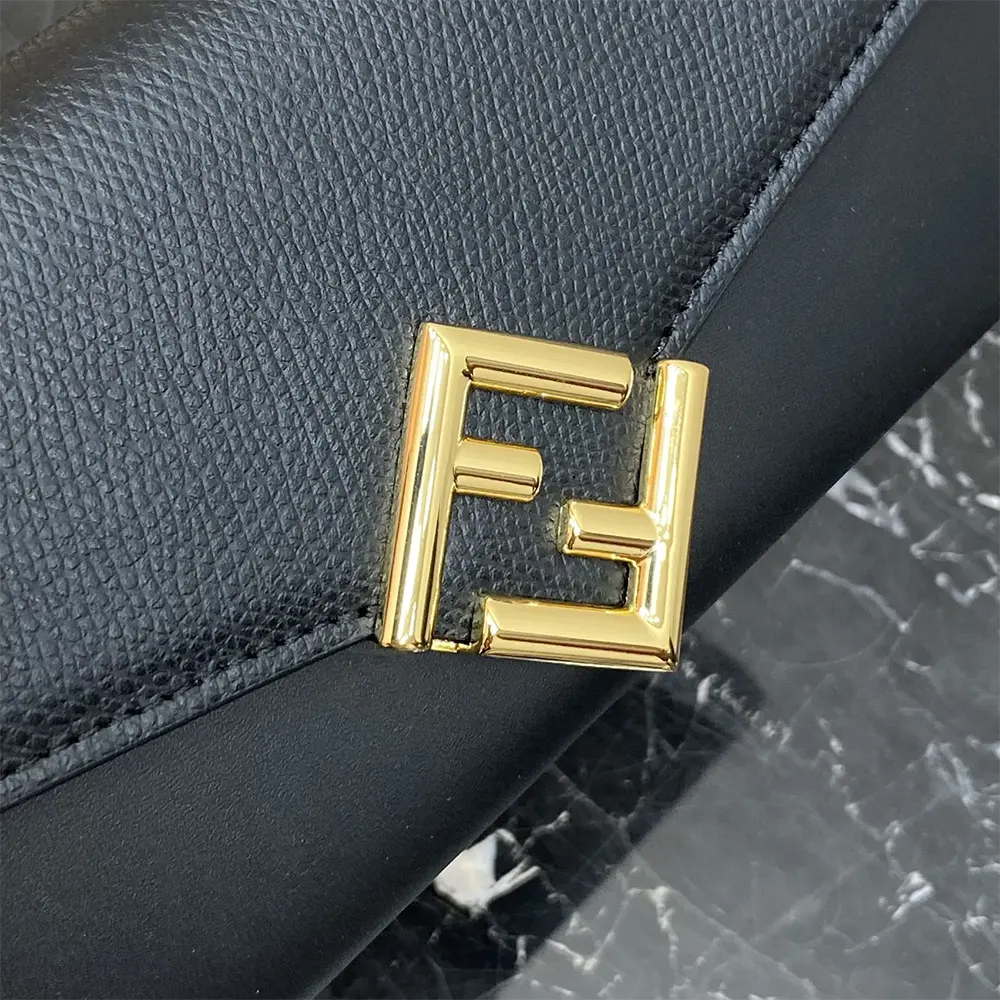 Fendi Women FF Diamonds Continental With Chain Black Leather Wallet - image 10