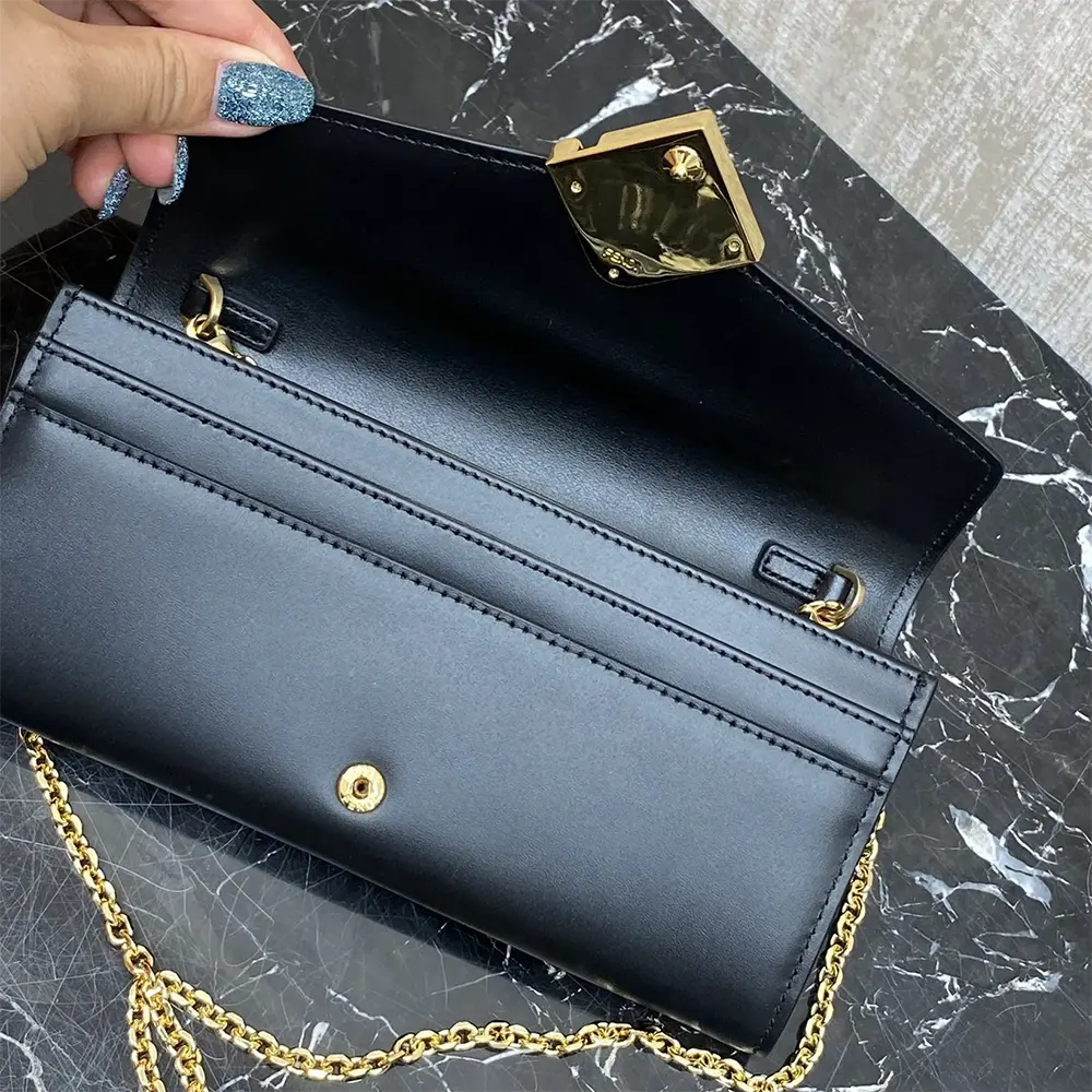 Fendi Women FF Diamonds Continental With Chain Black Leather Wallet - image 7