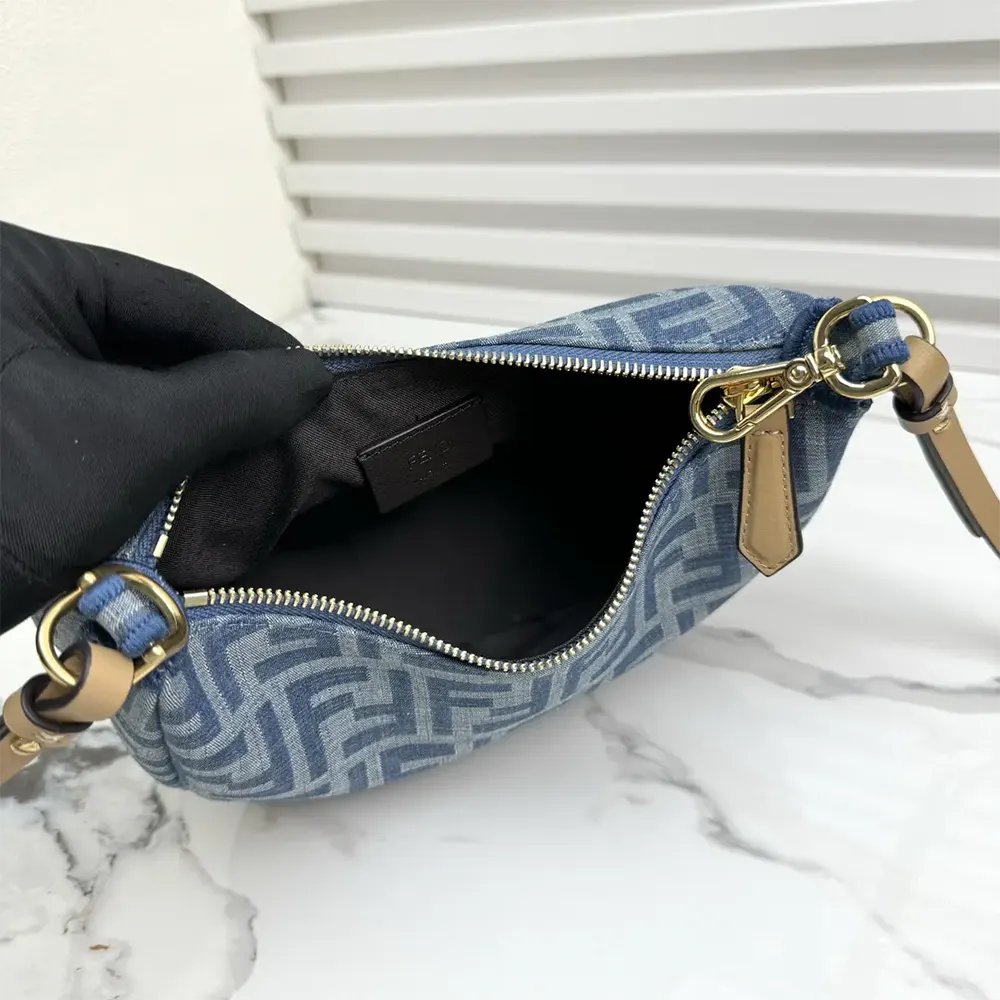 Fendi Women Fendigraphy Mini Light Blue FF Denim Fabric Mini Bag - image 6