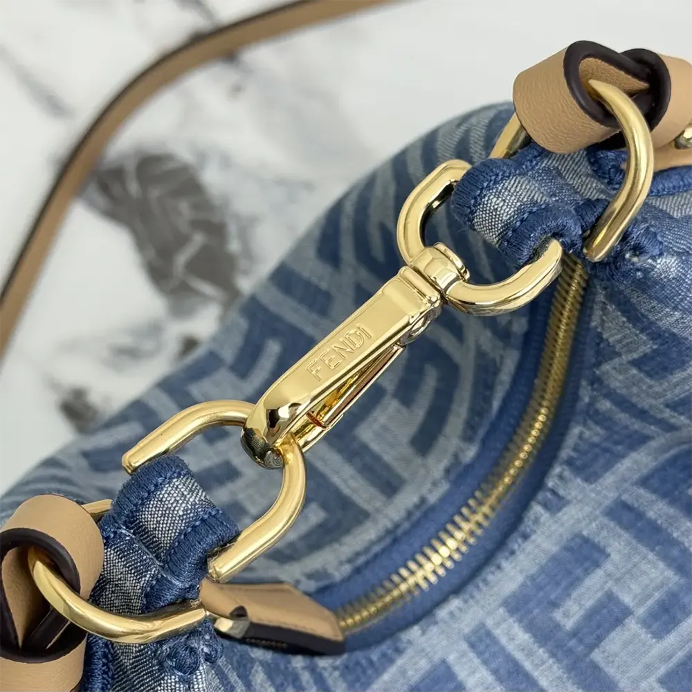 Fendi Women Fendigraphy Mini Light Blue FF Denim Fabric Mini Bag - image 9