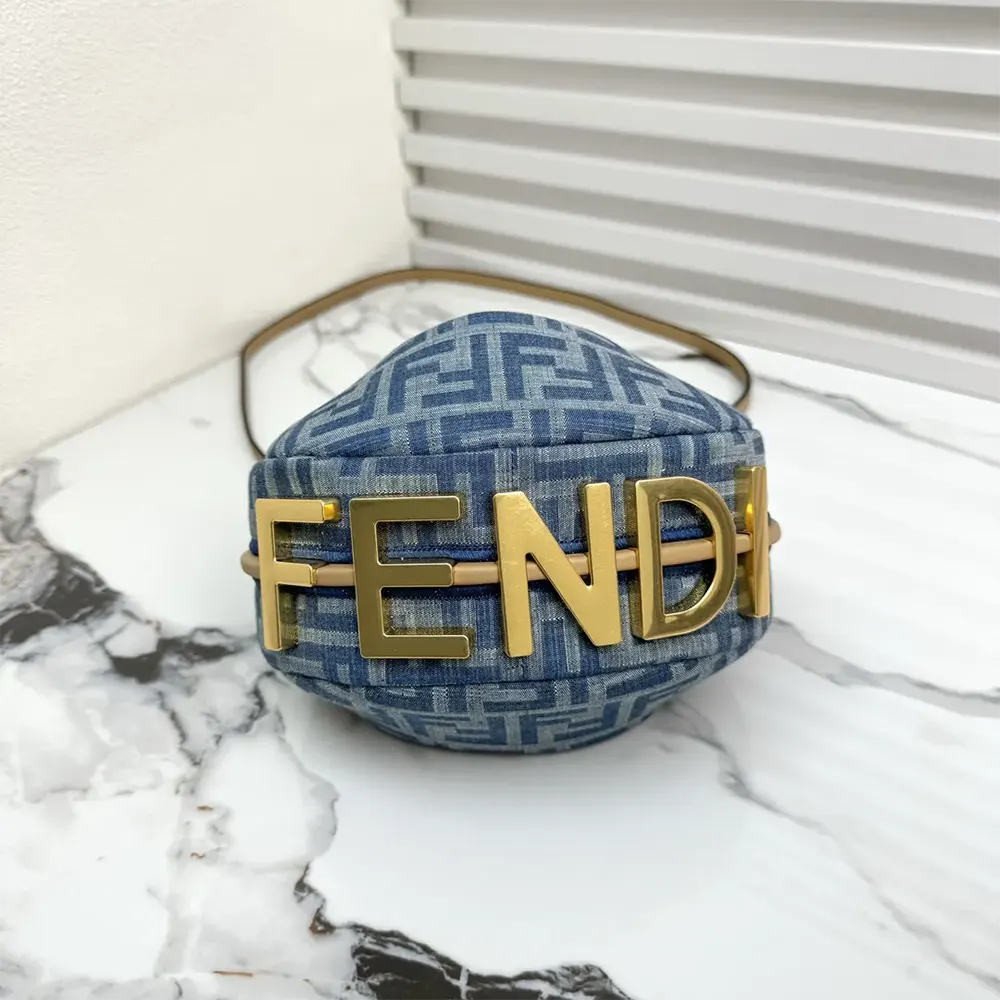 Fendi Women Fendigraphy Mini Light Blue FF Denim Fabric Mini Bag - image 5