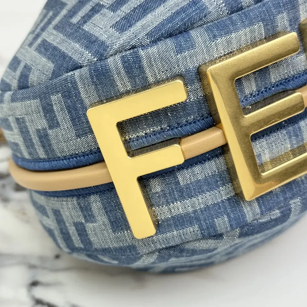 Fendi Women Fendigraphy Mini Light Blue FF Denim Fabric Mini Bag - image 8