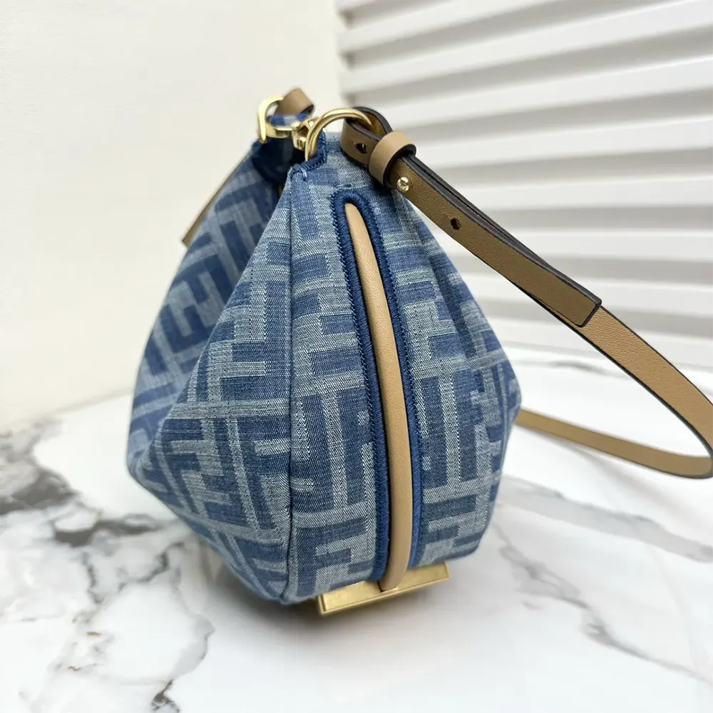 Fendi Women Fendigraphy Mini Light Blue FF Denim Fabric Mini Bag - image 4