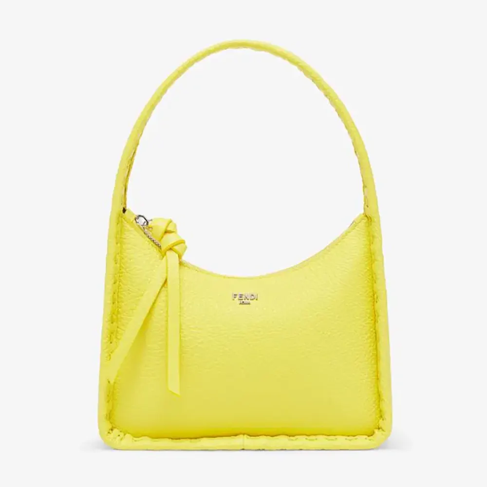 Front view of Fendi Women Mini Fendessence Small Acid Yellow Selleria Bag