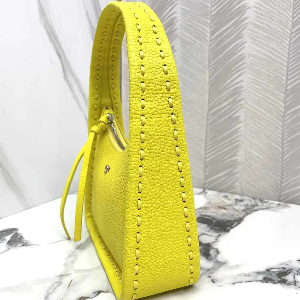 Fendi Women Mini Fendessence Small Acid Yellow Selleria Bag with 264 Hand-sewn Topstitches - image 5