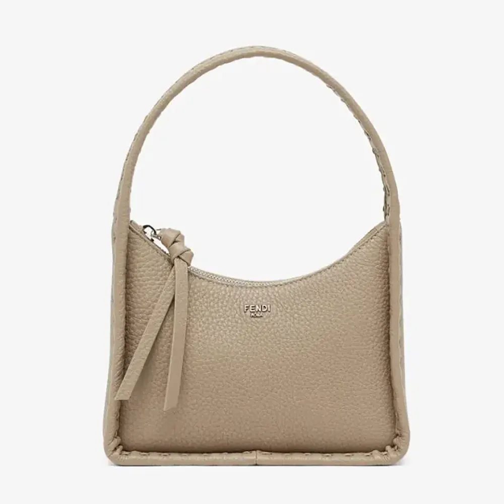 Front view of Fendi Women Mini Fendessence Small Dove Gray Selleria Bag