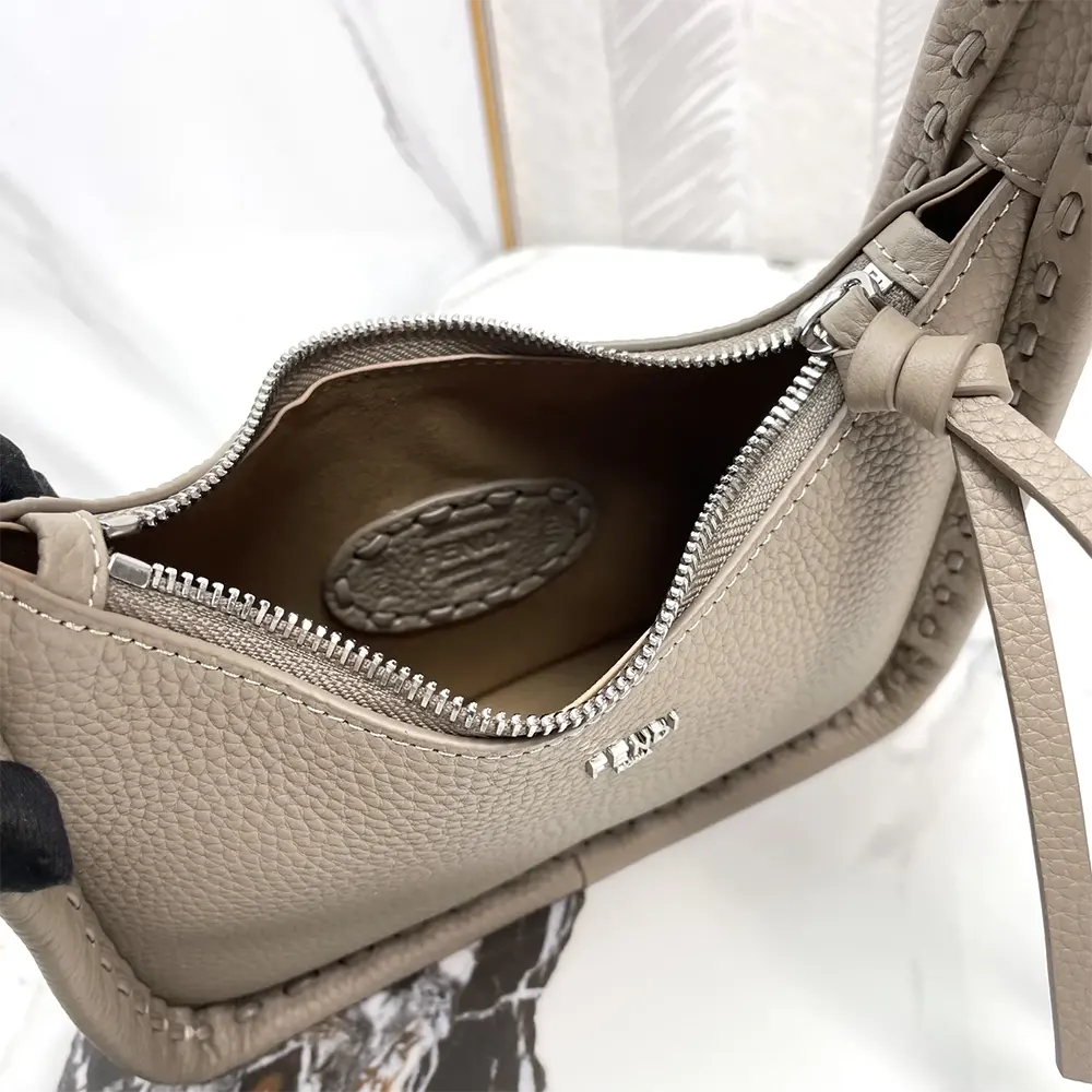 Fendi Women Mini Fendessence Small Dove Gray Selleria Bag with 264 Hand-sewn Topstitches - image 8